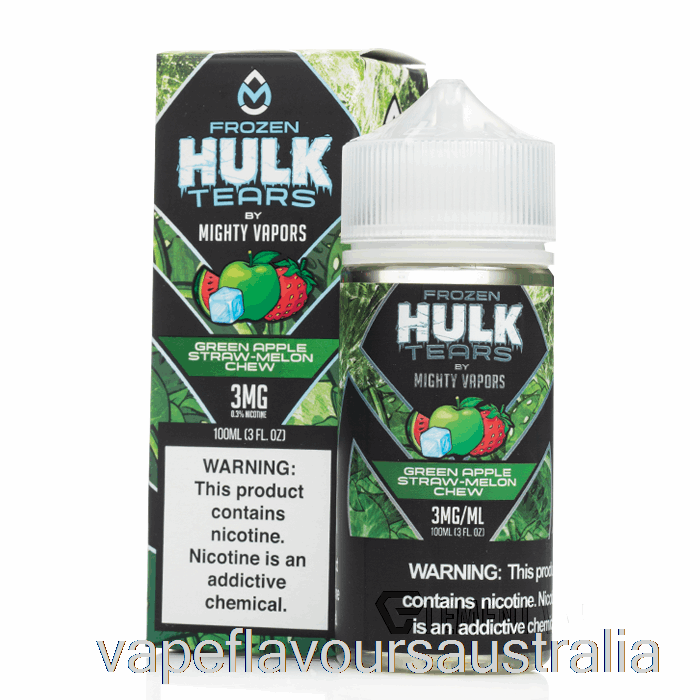 Vape Nicotine Australia Frozen Green Apple Straw Melon Chew - Hulk Tears - 100mL 0mg